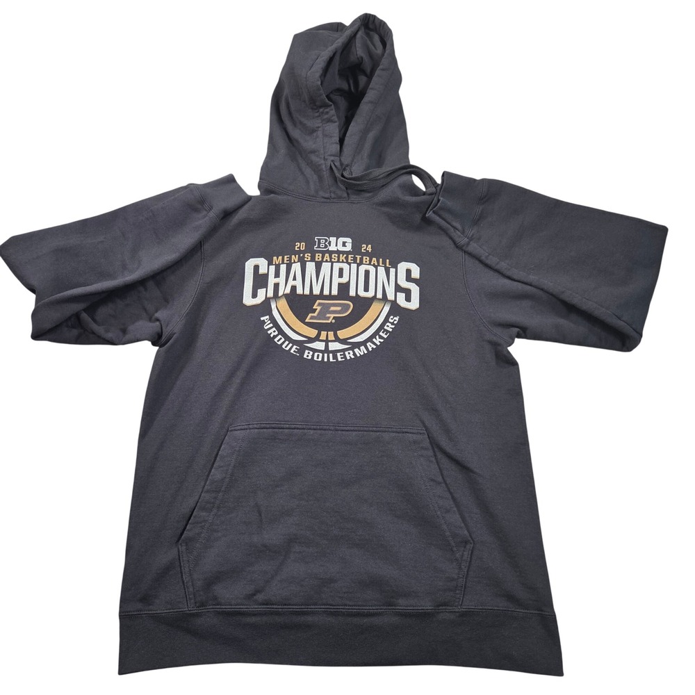 Purdue Boilermakers 2024 Big Ten Champions Hoodie Mens Medium Black Pocket